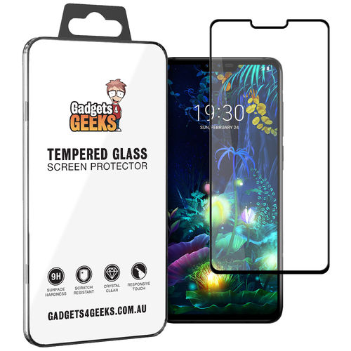 Full Coverage Tempered Glass Screen Protector for LG V50 ThinQ - Black